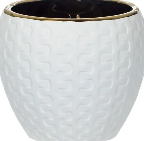 Wazony, Doniczki I Kosze Na Kwiaty*CN-164 Doniczka ceramiczna Konti 8 (biały/złoty)