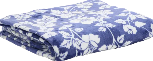 Koce*CN-238 Koc flanelowy Blue Flowers 36 (granatowy/biały)