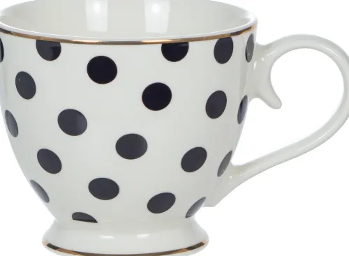 Kubki, Filiżanki I Miski*CN-177 Kubek ceramiczny Cindy (biały w czarne kropki)