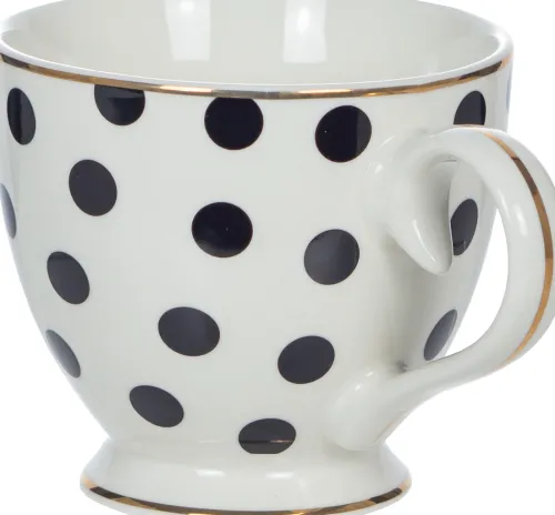 Kubki, Filiżanki I Miski*CN-177 Kubek ceramiczny Cindy (biały w czarne kropki)