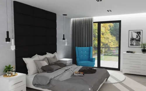 Panele Tapicerowane|Panele Tapicerowane Prostokątne*Bodzio Panel tapicerowany (dekoracyjny) 30x60cm (Plusz czarny)