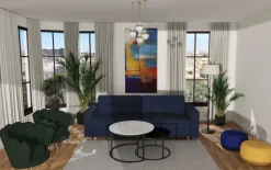 Meble Do Salonu*Bodzio Sofa Paris (plusz granat) z fotelami - aranżacja