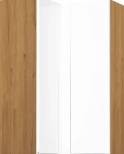 Szafki Kuchenne Narożne|Szafki Kuchenne Wiszące*Bodzio Szafka narożna górna (litera L) Kampara (Biały lakier/dąb Soma ciemny) 100cm