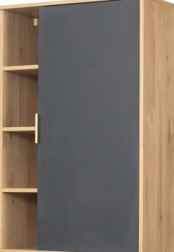 Komody|Komody Z Drzwiczkami*Bodzio Szafka wisząca z drzwiczkami i półkami Floryda (grafit/dąb Soma ciemny)