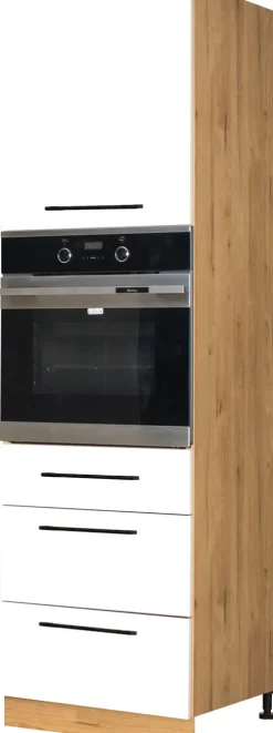Wysokie Szafki Kuchenne|Szafki Do Zabudowy Agd*Bodzio Wysoka zabudowa piekarnika prawa z easy box Bellona (biały-połysk dąb soma ciemny)