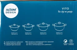 Patelnie I Garnki*PL-2 Zestaw czterech garnków satynowych z pokrywkami Vito